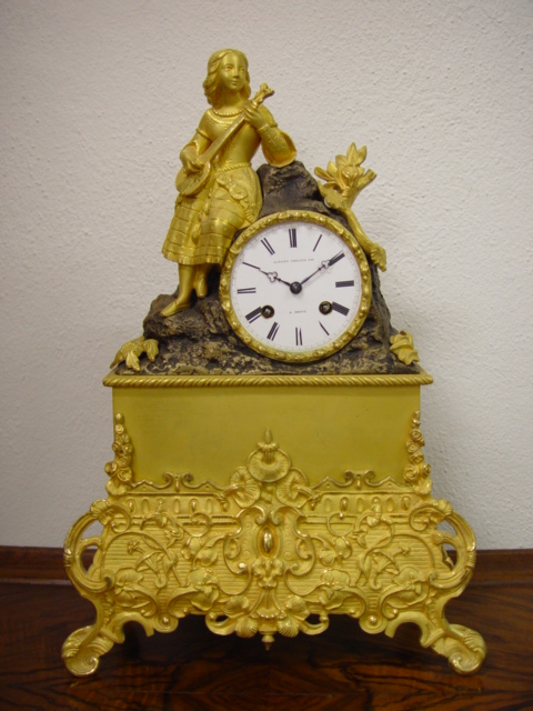 Franz. Chemineeuhr um 1860 Bronce Pendule feuervergoldet