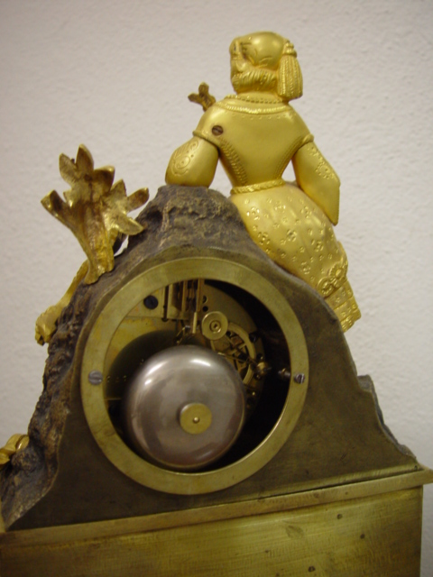 Franz. Chemineeuhr um 1860 Bronce Pendule feuervergoldet – Bild 2
