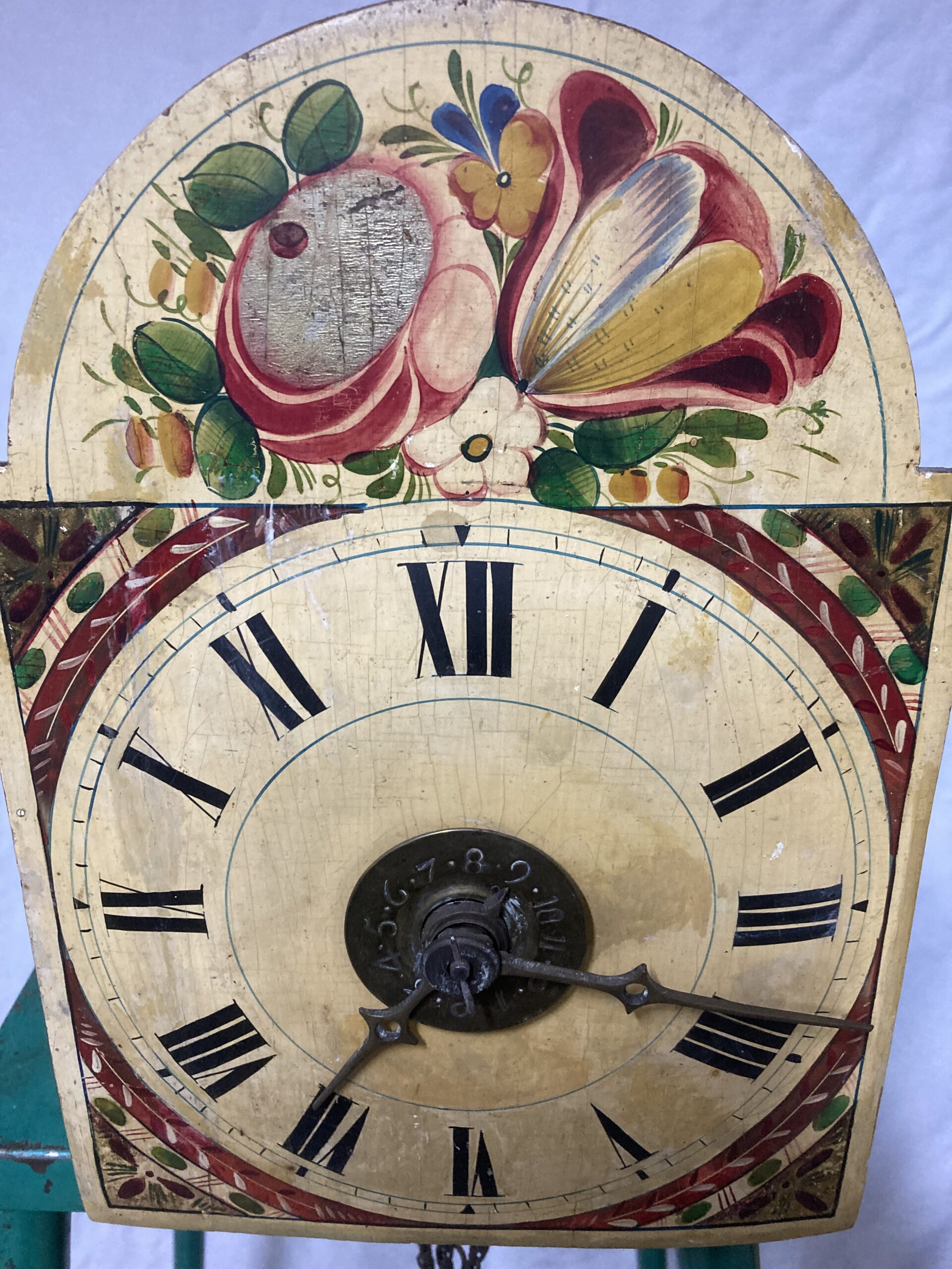 Holzuhr um 1850 Surrer Uhrwerk mit Wecker