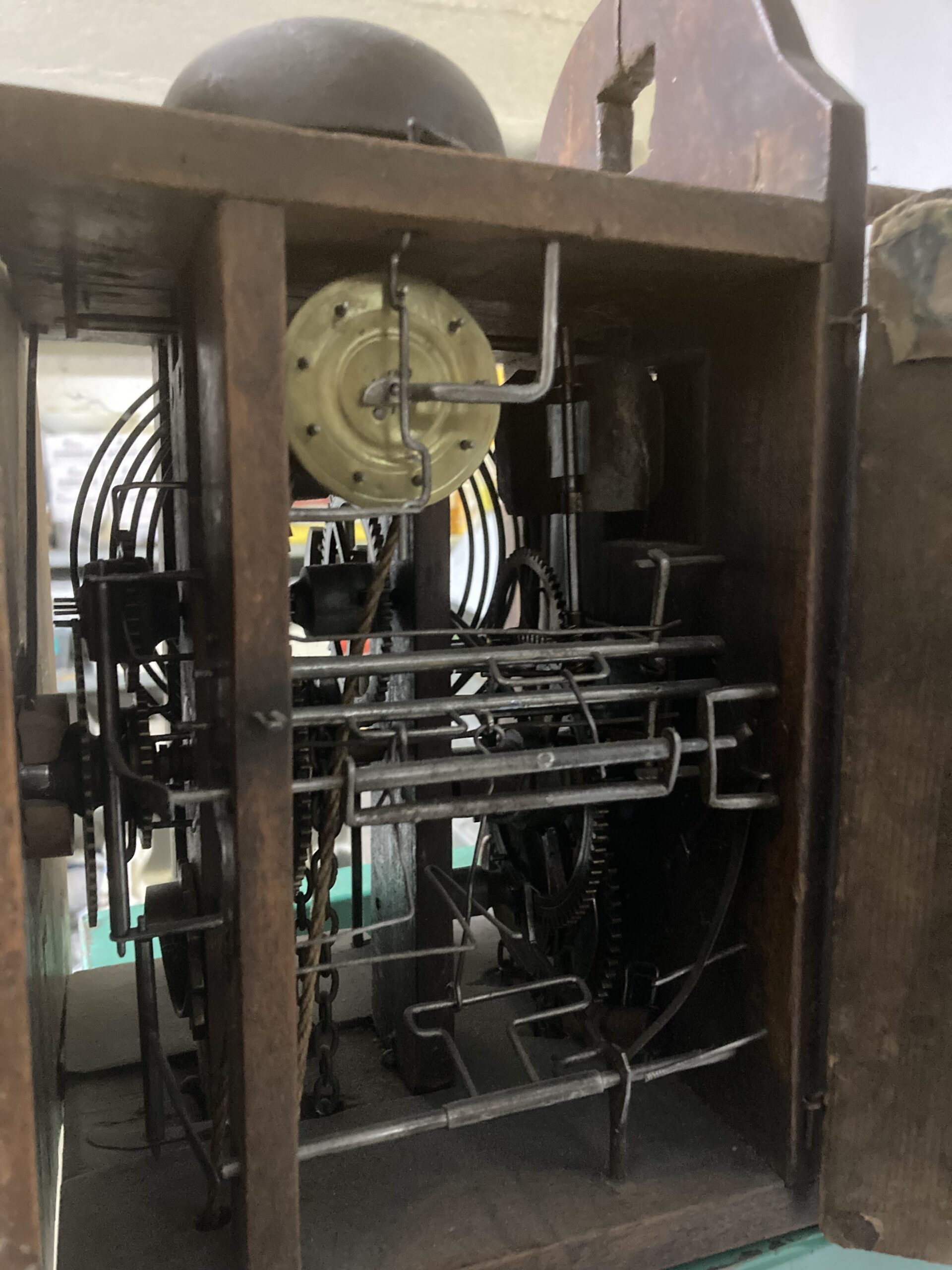 Holzuhr um 1850 Surrer Uhrwerk mit Wecker – Bild 6