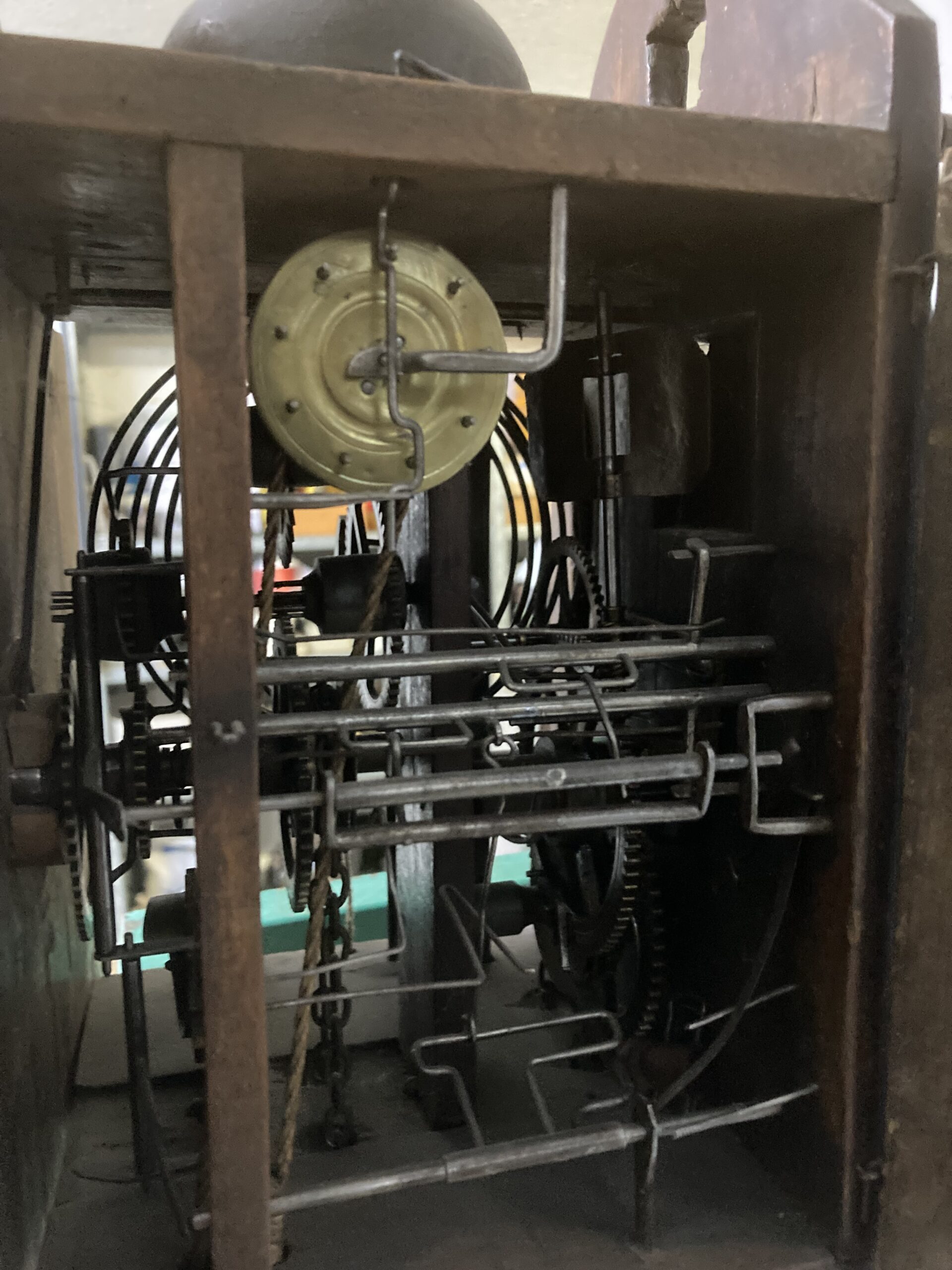 Holzuhr um 1850 Surrer Uhrwerk mit Wecker – Bild 8